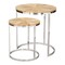 Bari 2-Piece Nesting Table Set Natural Acacia Wood With Steel Frame Modern